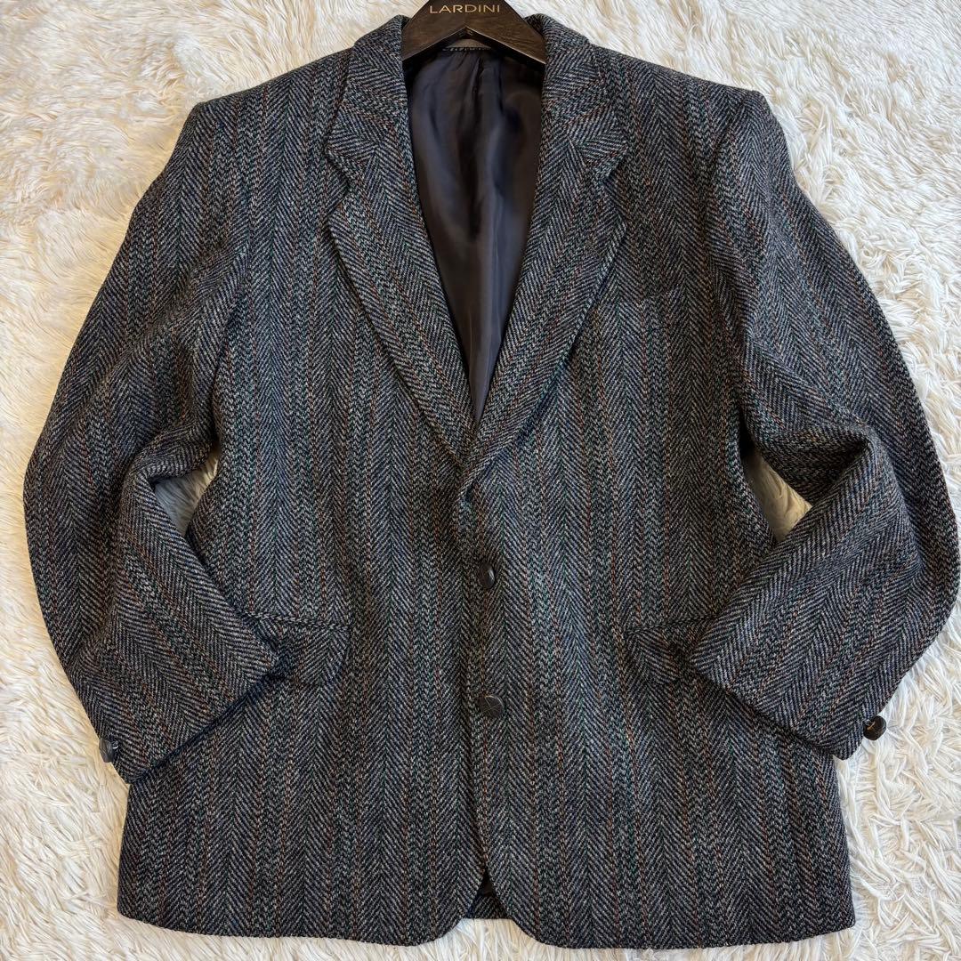 ハリスツイード ツイード テーラードジャケット ヘリンボーン くるみボタン