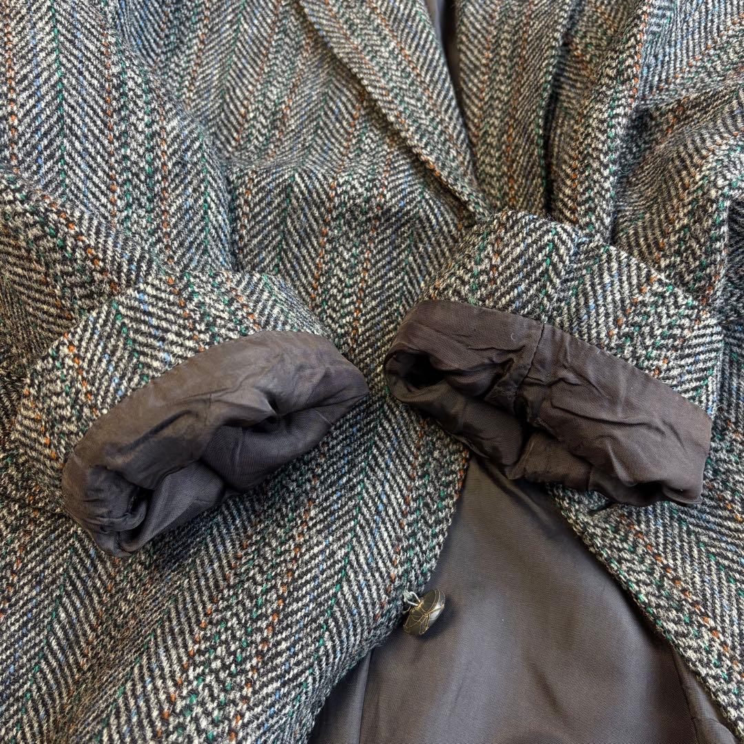 ハリスツイード ツイード テーラードジャケット ヘリンボーン くるみボタン