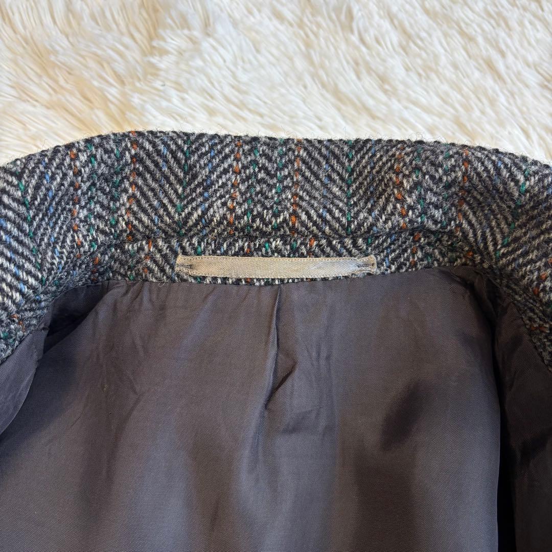 ハリスツイード ツイード テーラードジャケット ヘリンボーン くるみボタン