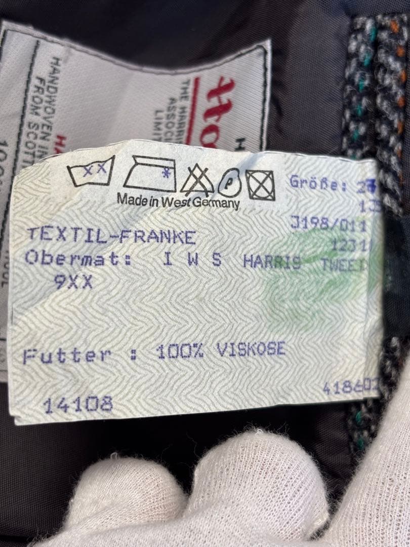 ハリスツイード ツイード テーラードジャケット ヘリンボーン くるみボタン