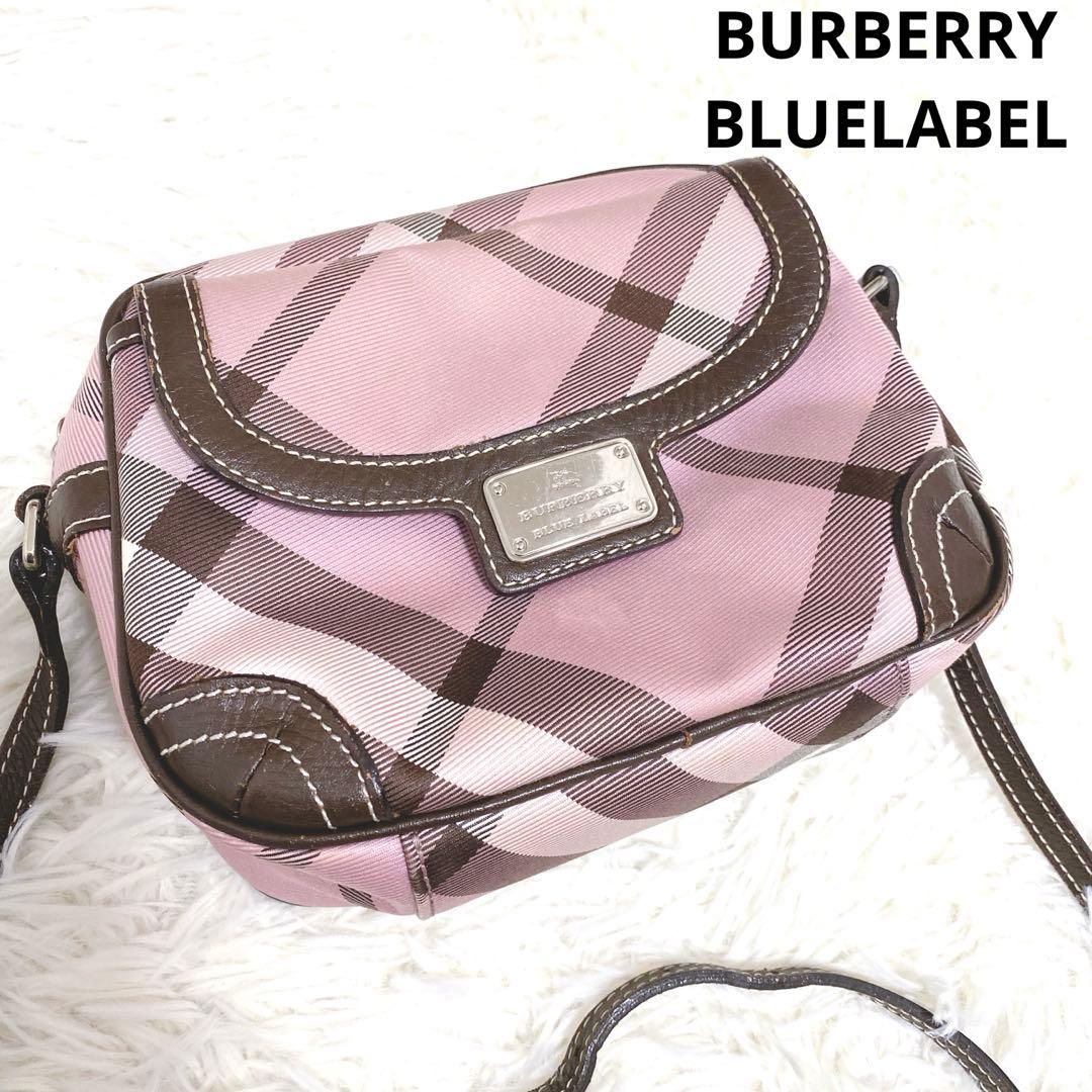 希少 美品 バーバリーブルーレーベル メガノバチェック ショルダーバッグ ピンク