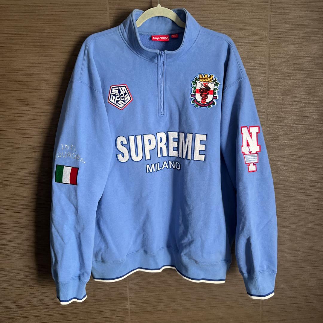美品 Supreme Milano ハーフジップ プルオーバー ライトブルー