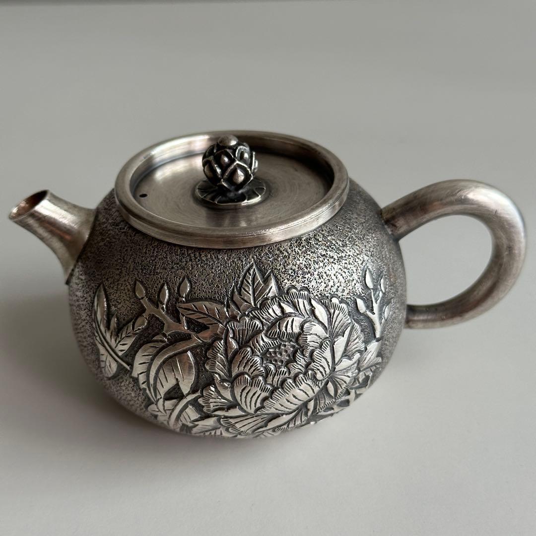 M*a様 銀製 茶器 茶道具 急須 足銀999 牡丹 金属工芸