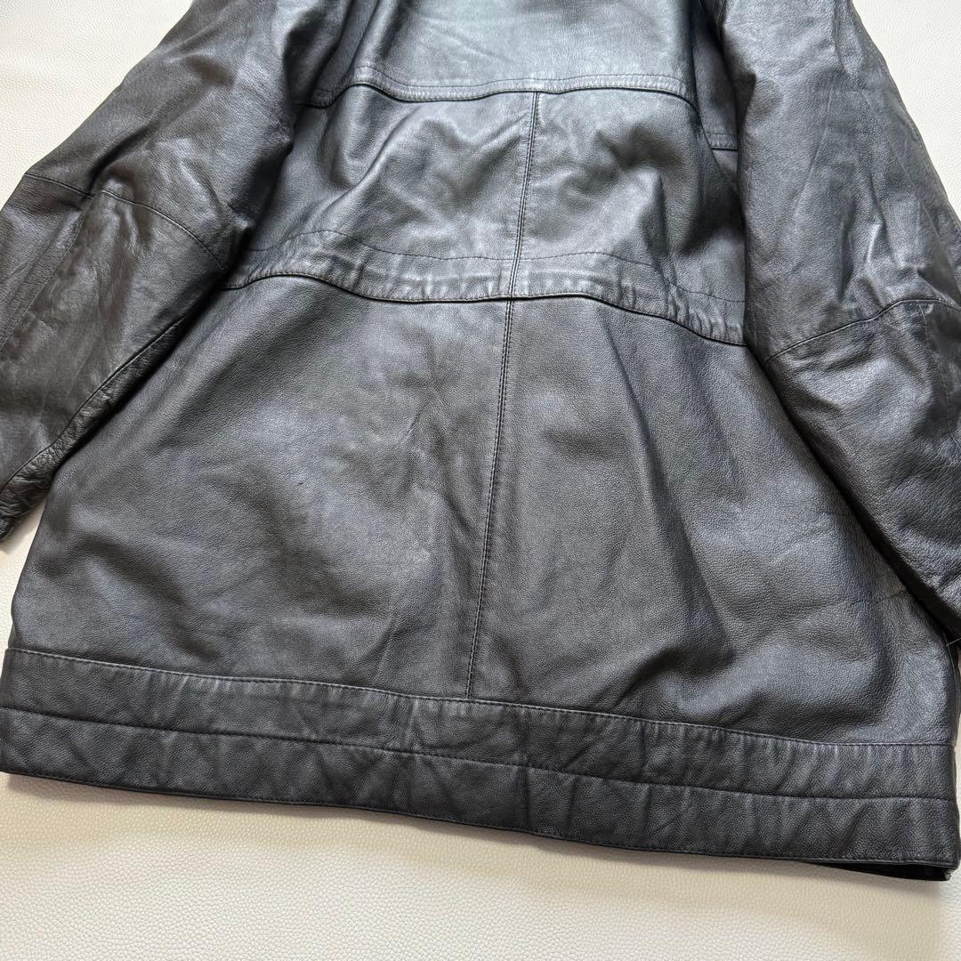 Euro Vintage リアルレザー ダッフルコート トグルボタン ブラック