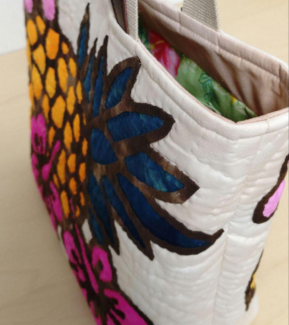 ハワイアンキルトバッグ・ハンドメイド・パイナップル・ハイビスカス・プルメリア