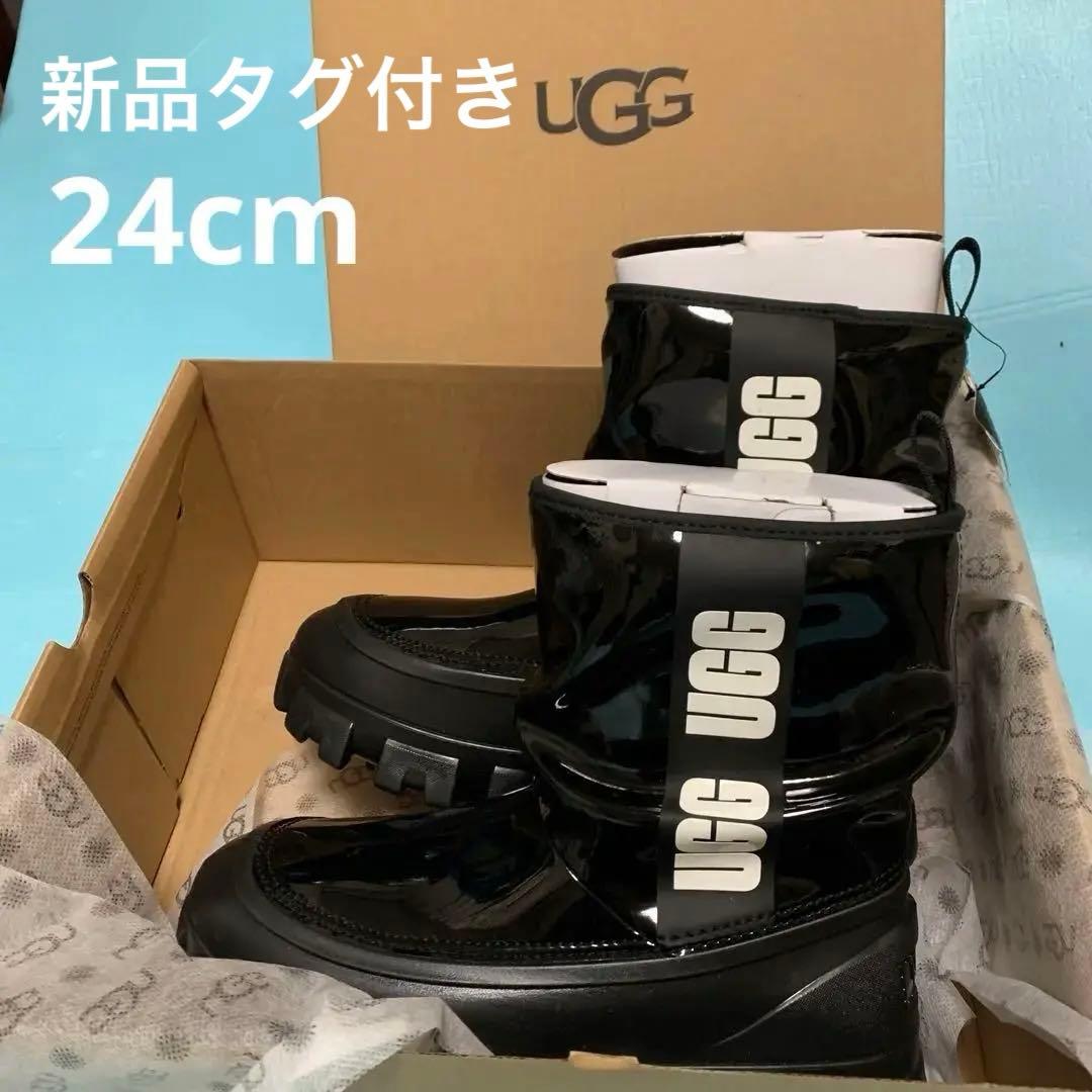 新品未使用 タグ付き UGG 24cm 黒 レインブーツ 長靴 アグ