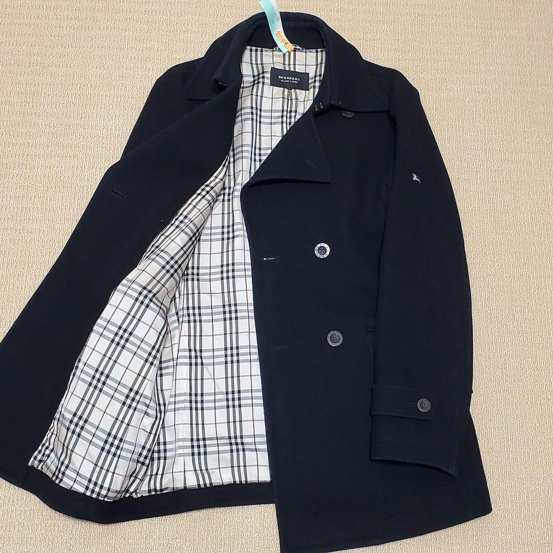 BURBERRY ブラックレーベル ネイビー ウール ダブルブレスト ホースロゴ