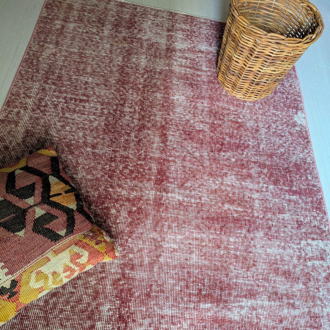 106×150 オーバーダイワンカラー赤　トルコヴィンテージラグ