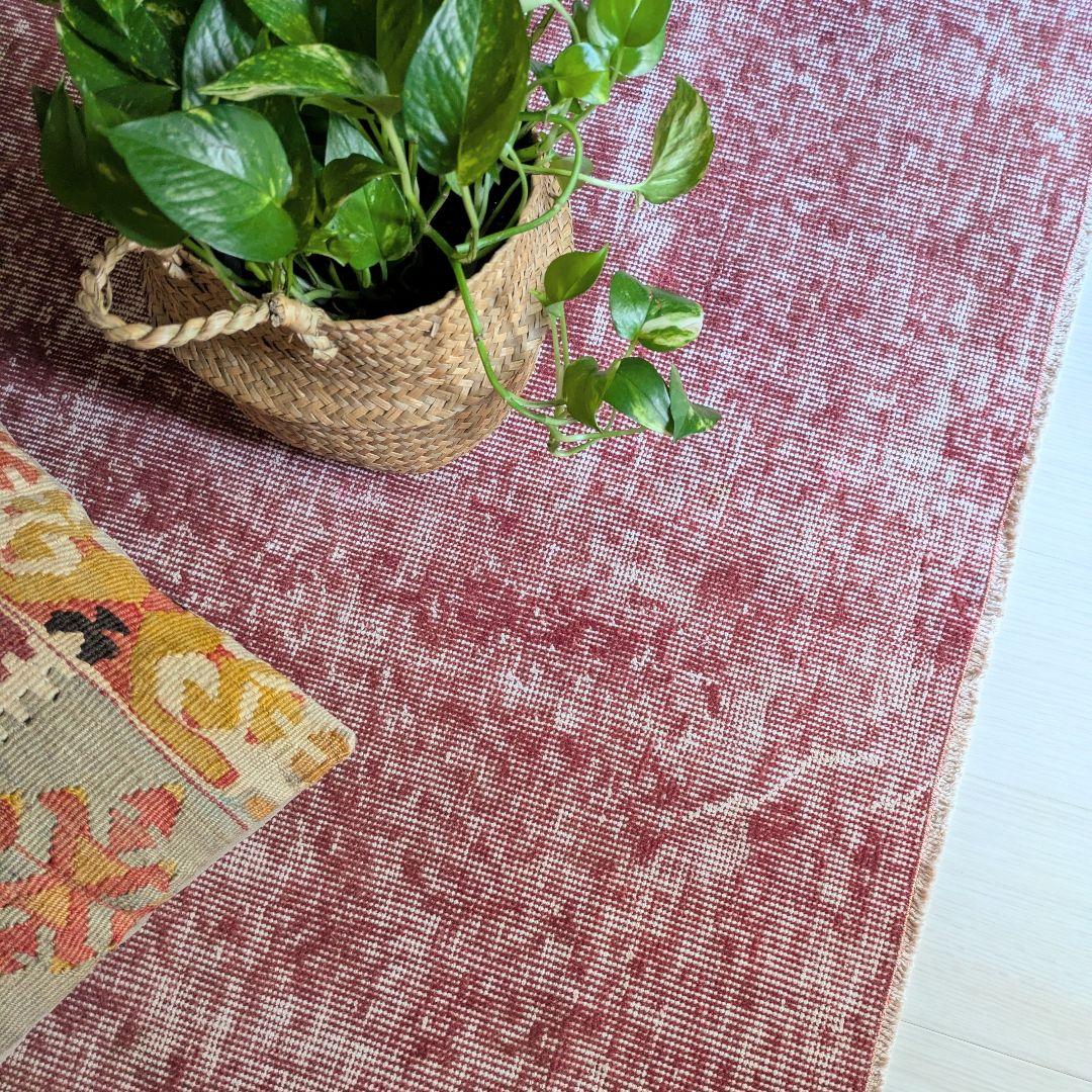 106×150 オーバーダイワンカラー赤　トルコヴィンテージラグ