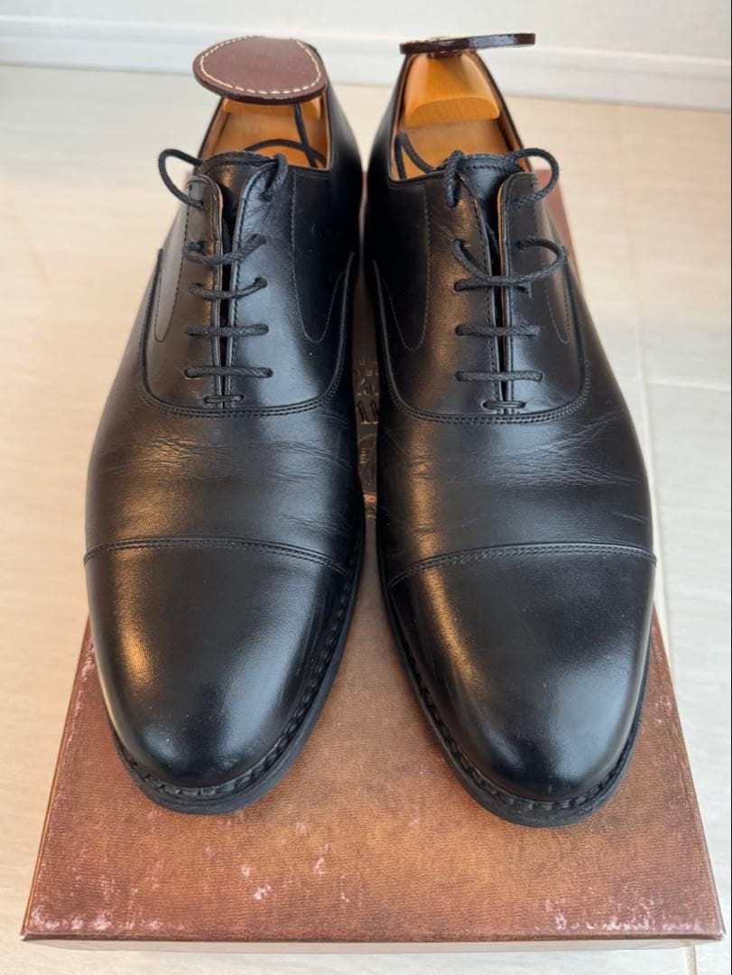 黒レザー スコッチグレイン ストレートチップ