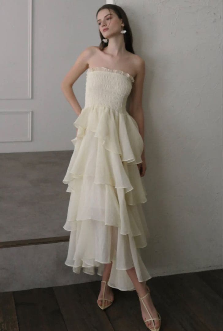 アイボリー maison celon frilly tiered dress