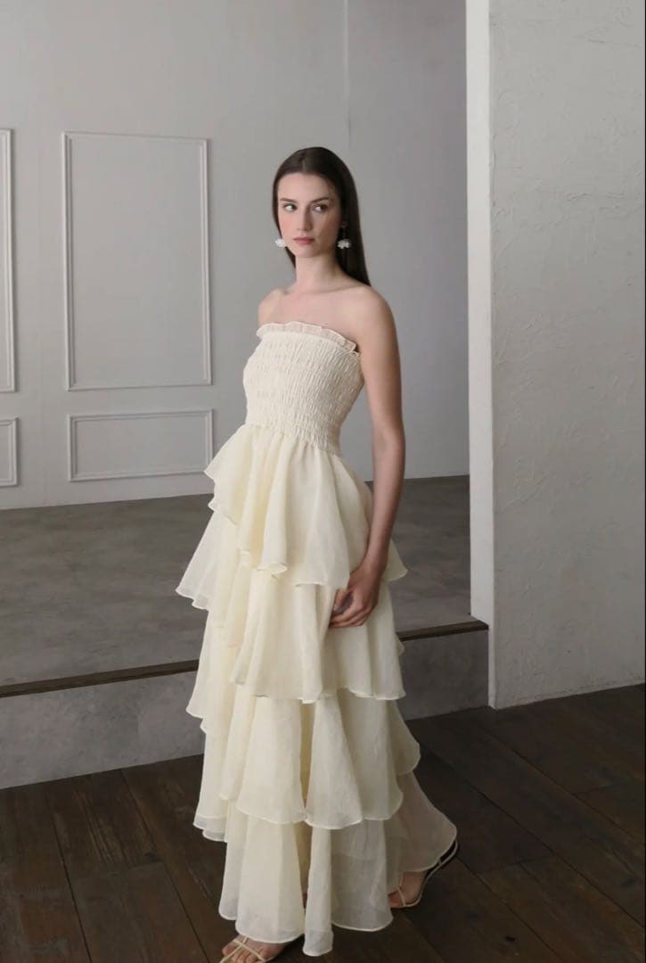 アイボリー maison celon frilly tiered dress