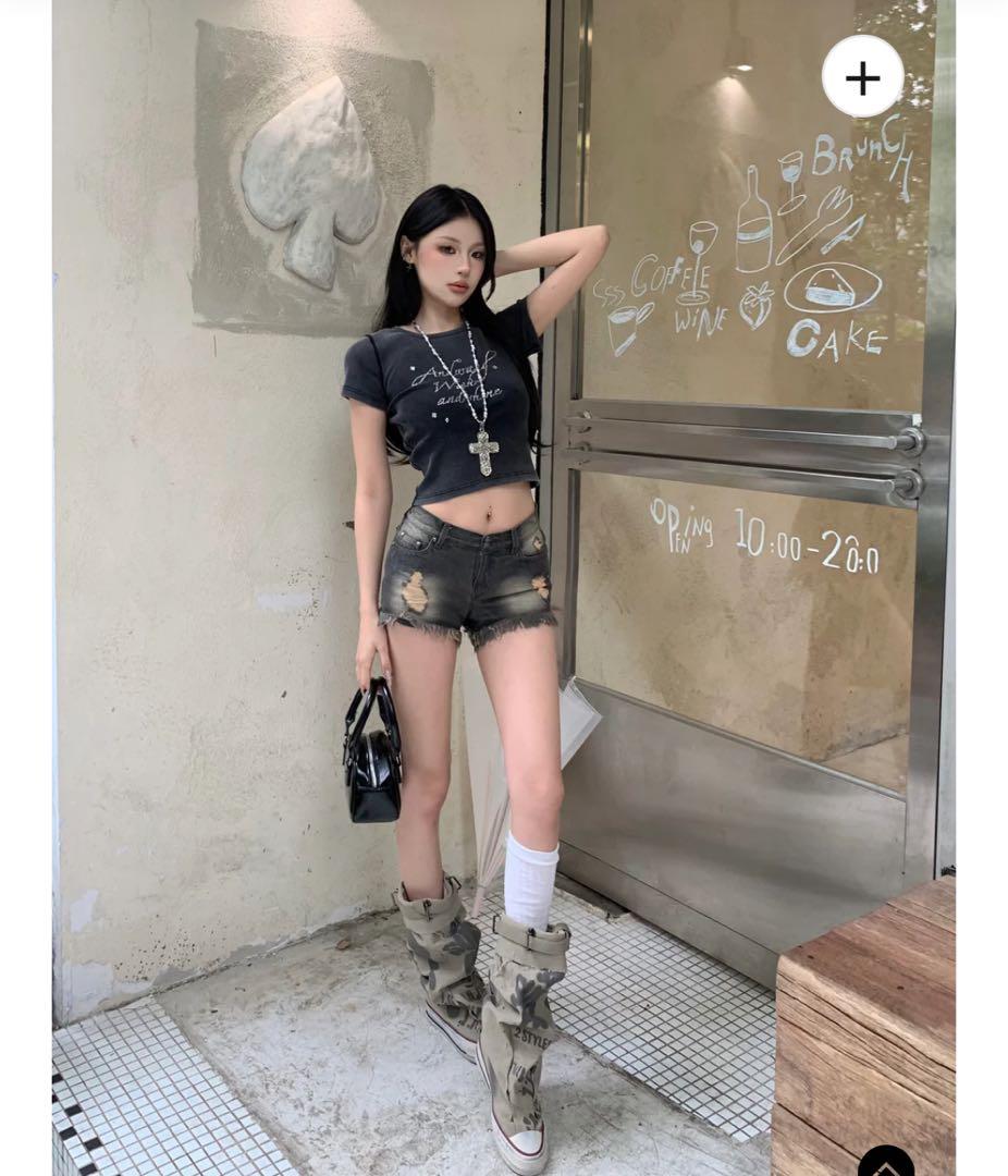 andwang fringe denim short pants デニム　パンツ