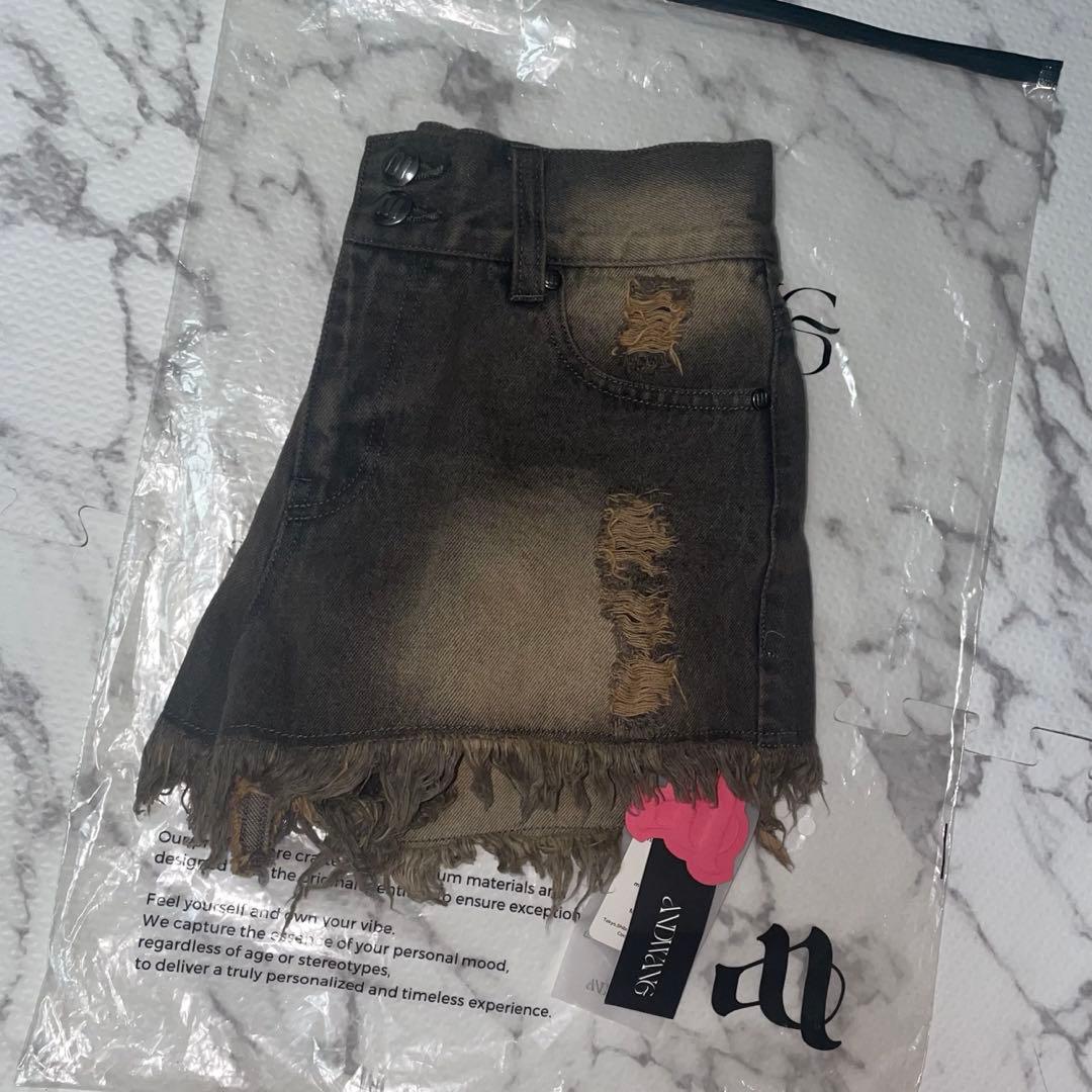 andwang fringe denim short pants デニム　パンツ