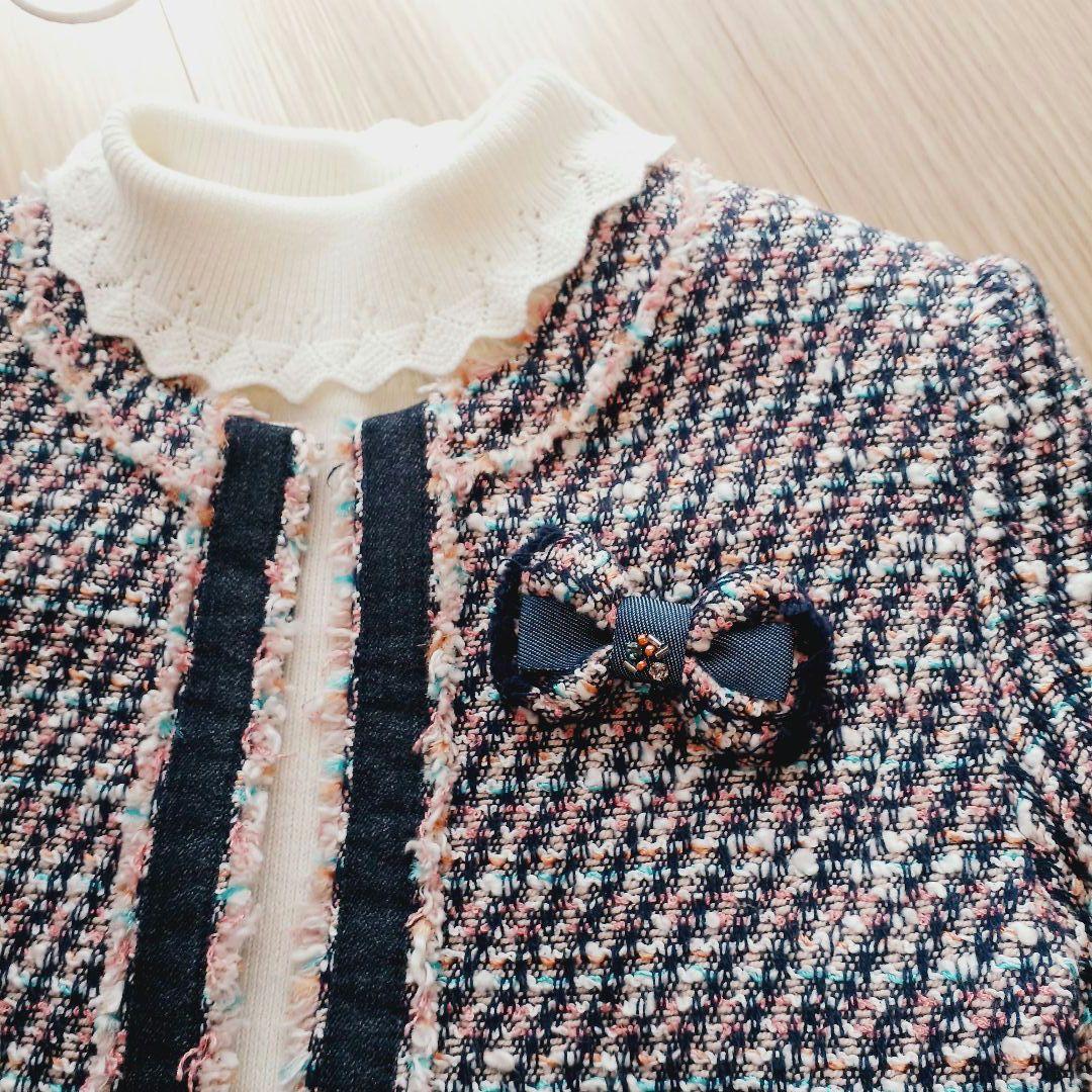 familiar　ツイードスーツフォーマル　卒園　入学式　130　ブローチつき