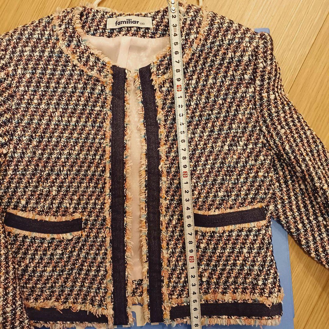 familiar　ツイードスーツフォーマル　卒園　入学式　130　ブローチつき