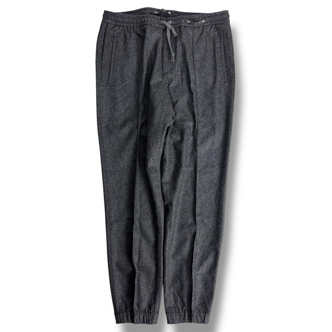 J4044 美品 PT01 フランネル クリース イージースラックス 濃灰 46