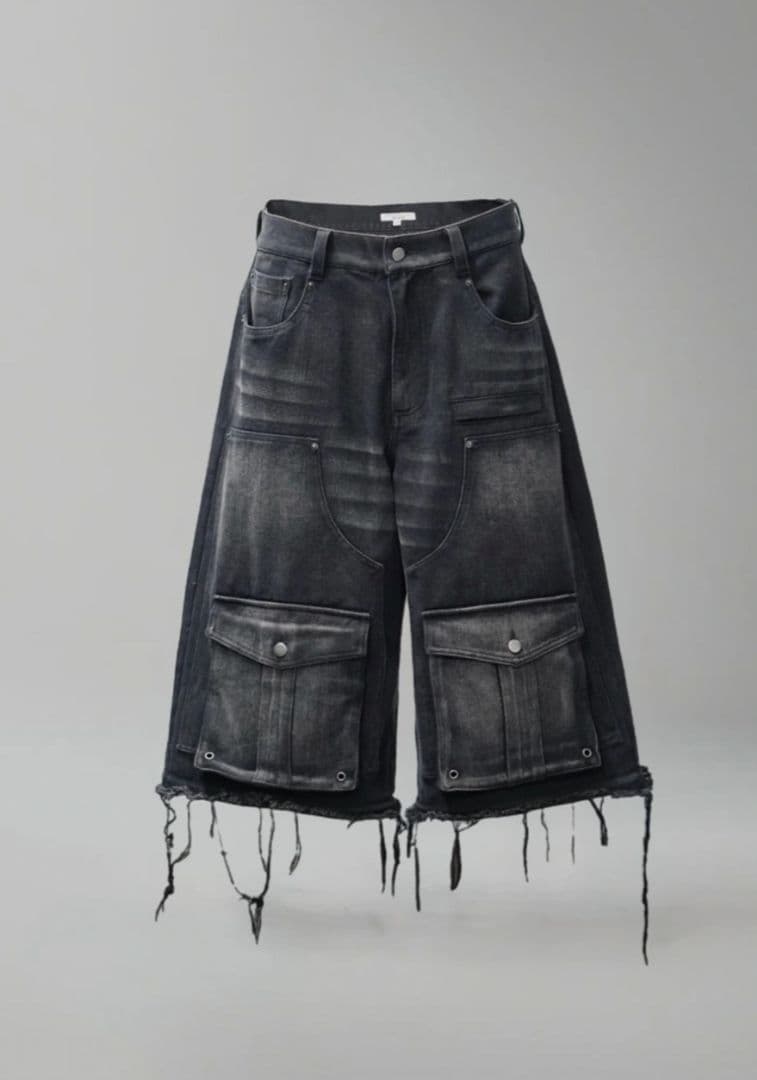 CHIKASHITSU PLUS HIGH レイヤードカーゴデニムパンツ