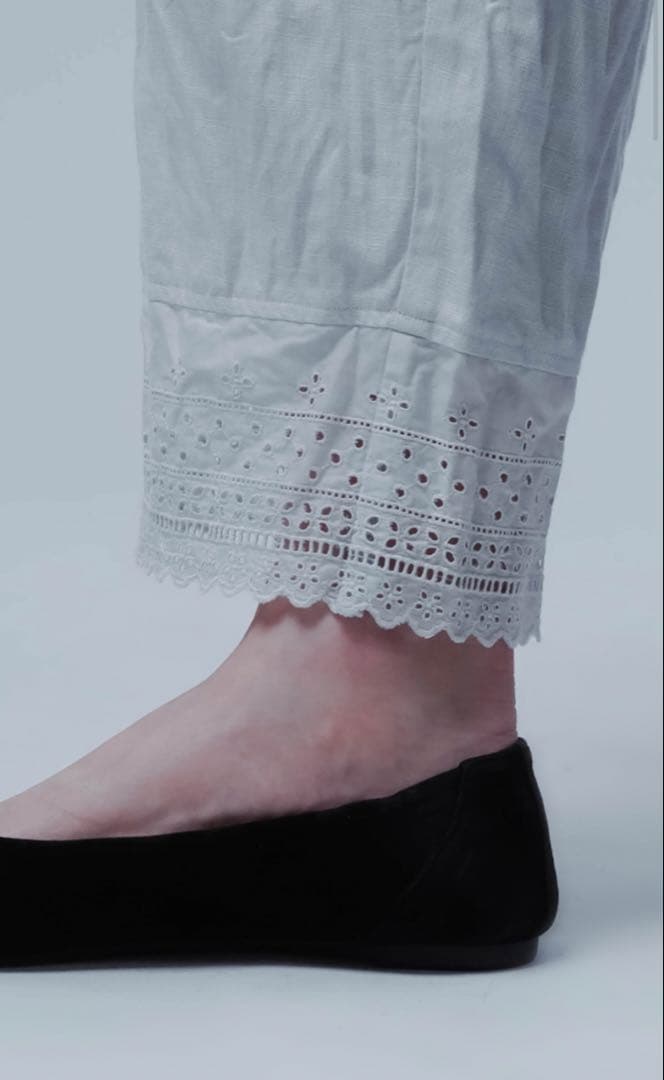 【美品】wafu cip限定 裾レース ペチパンツ ／ 超高密度 リネン 茶鼠