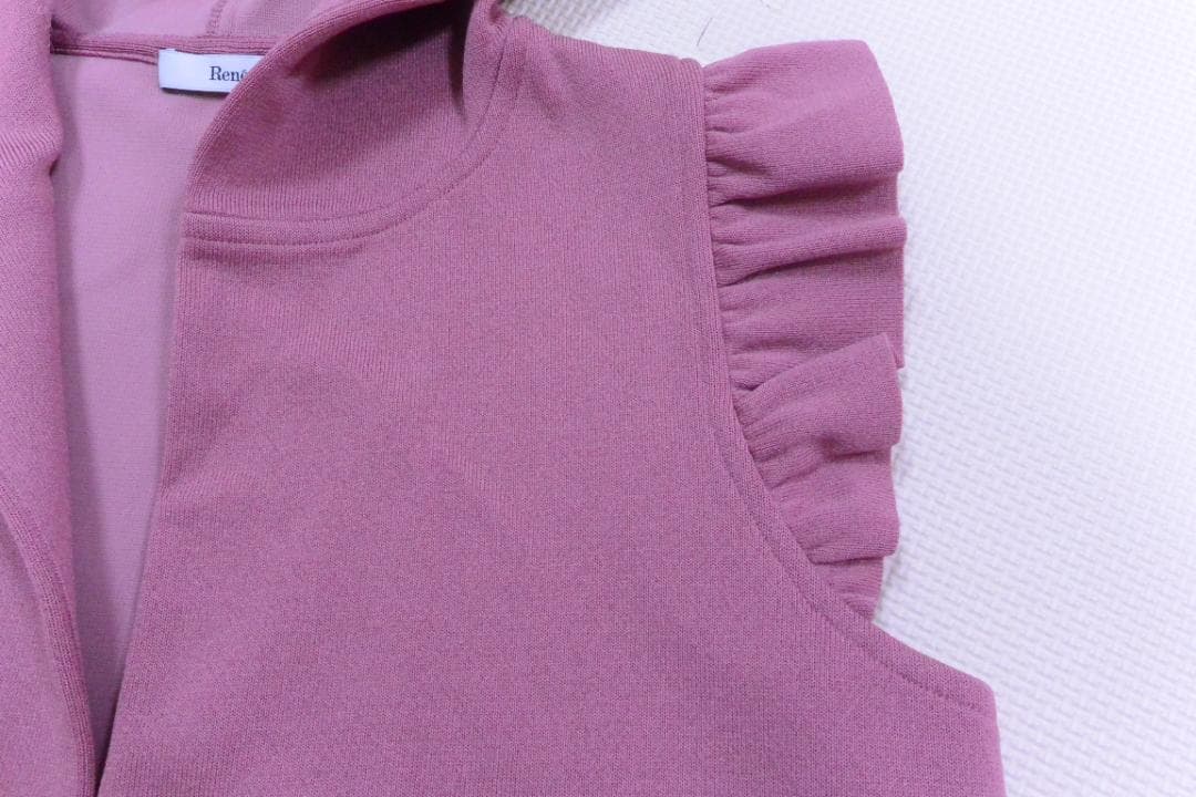 ルネ福袋　フリル付きフードロングベストジレ　 ピンク　34　新品