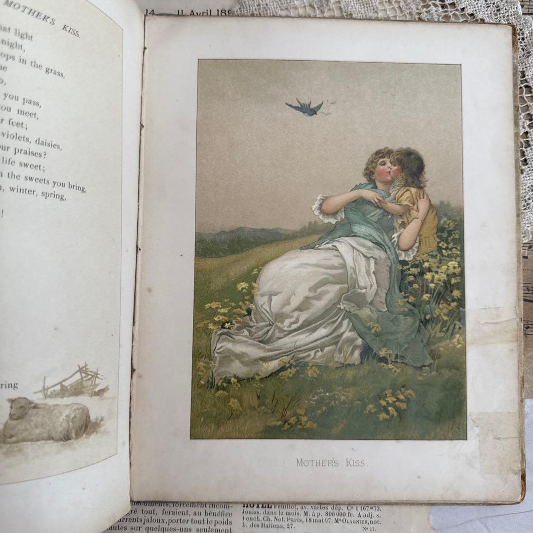 稀少1886年　美しいアンティーク絵本ヴィクトリアン洋書ジャンクジャーナル古書