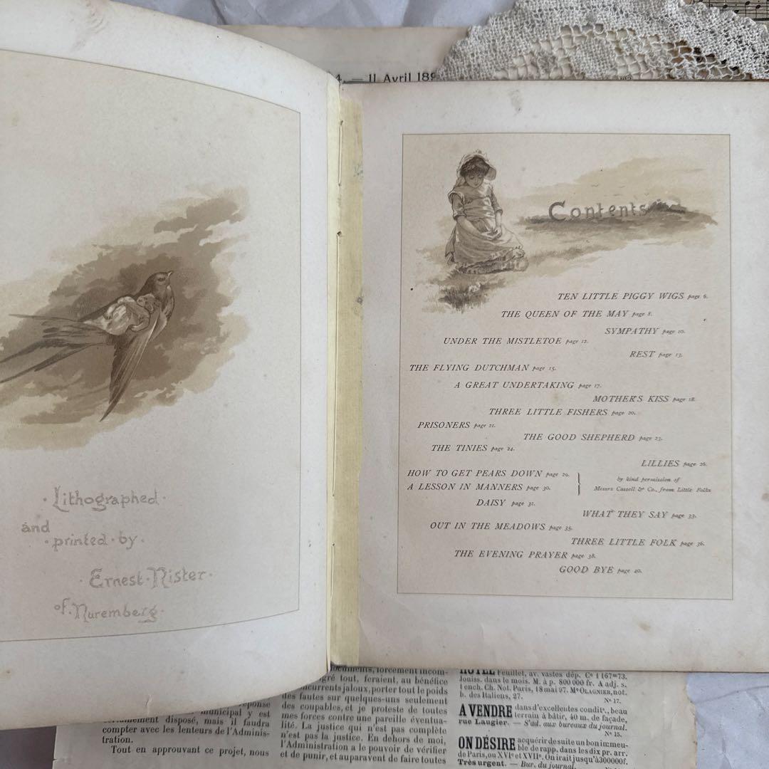 稀少1886年　美しいアンティーク絵本ヴィクトリアン洋書ジャンクジャーナル古書