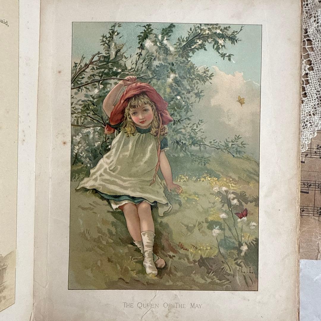 稀少1886年　美しいアンティーク絵本ヴィクトリアン洋書ジャンクジャーナル古書