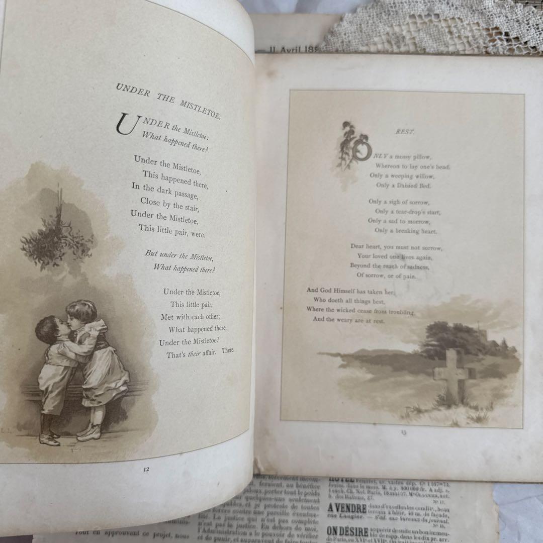 稀少1886年　美しいアンティーク絵本ヴィクトリアン洋書ジャンクジャーナル古書