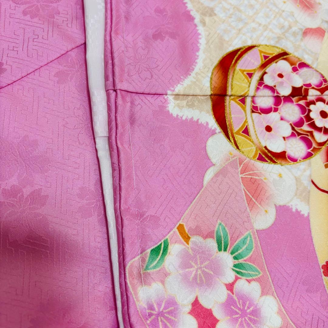 【新品】日本製 豪華大鞠刺繍入/お宮参り 祝着 産着 女の子 /襦袢付 ピンク