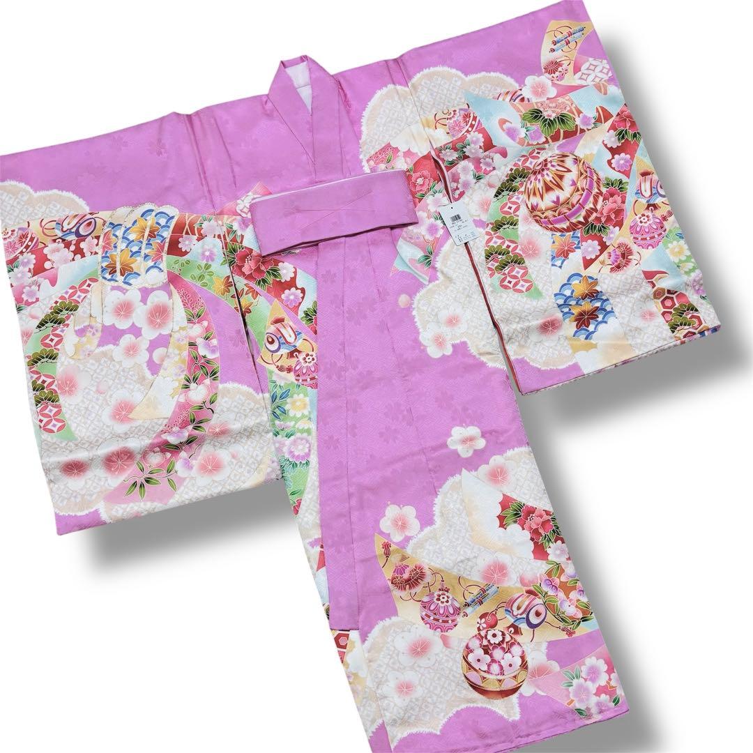 【新品】日本製 豪華大鞠刺繍入/お宮参り 祝着 産着 女の子 /襦袢付 ピンク