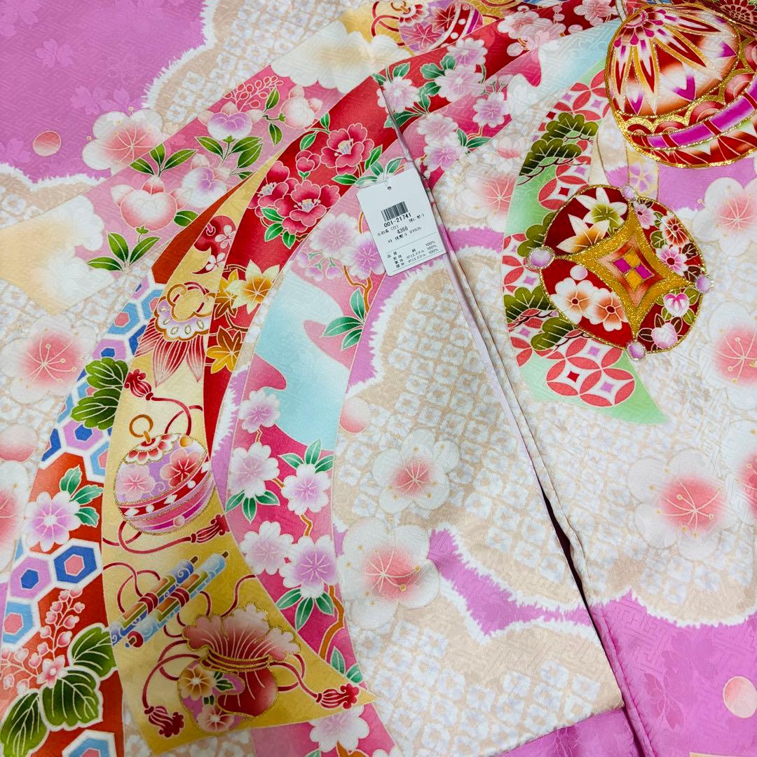 【新品】日本製 豪華大鞠刺繍入/お宮参り 祝着 産着 女の子 /襦袢付 ピンク