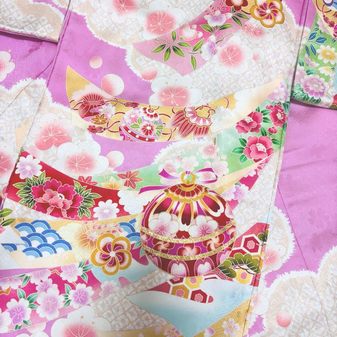 【新品】日本製 豪華大鞠刺繍入/お宮参り 祝着 産着 女の子 /襦袢付 ピンク