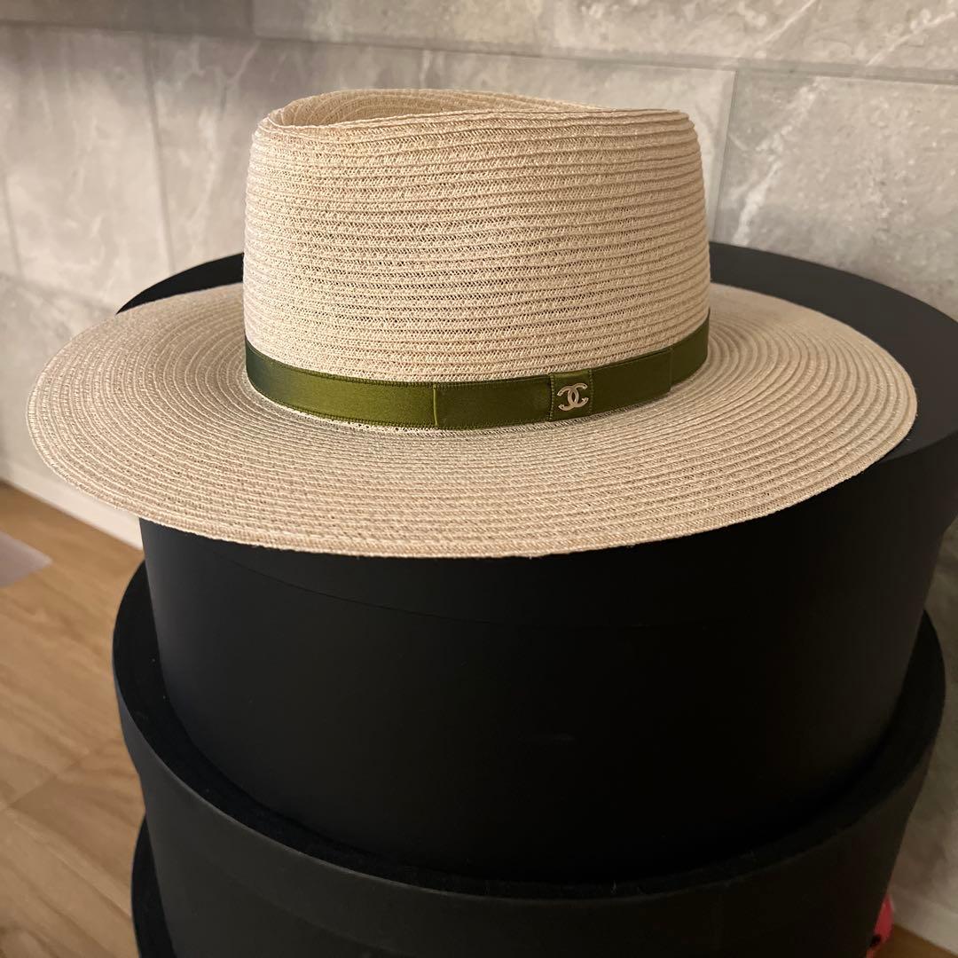 CHANEL リボン付き麦わら帽子 M 10/2最終お値下げいたします。