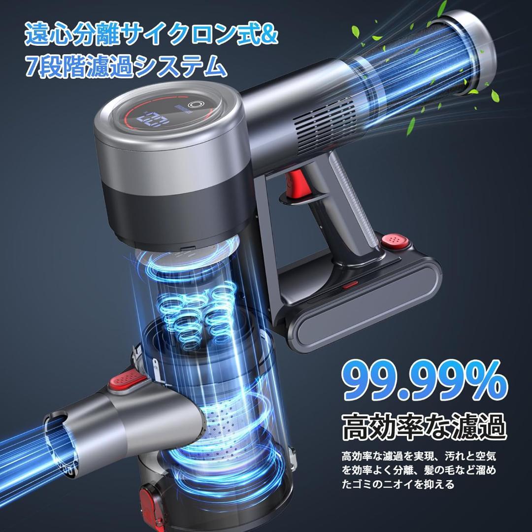 掃除機 コードレス65Kpa超強力吸引コードレス掃除機 サイクロン式　2WAY