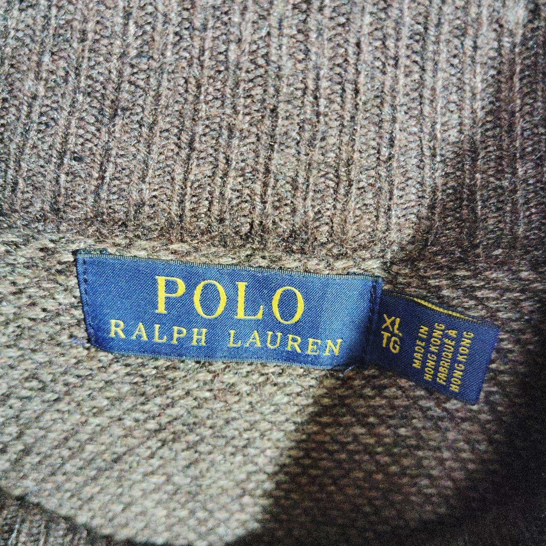 ポロラルフローレン　ニット　セーター　ボタン　　ブラウン　シルク