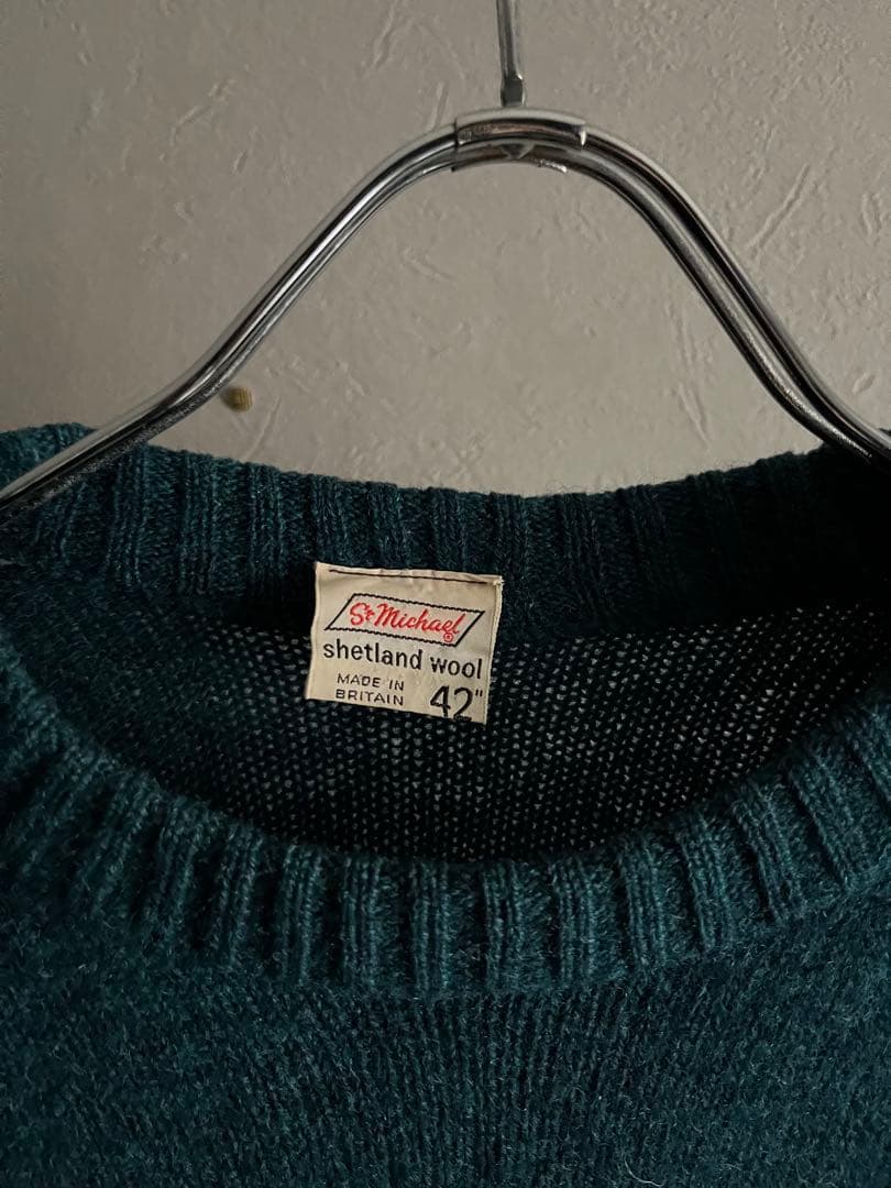 70s St Michael シェットランドウール ニット エメラルドグリーン