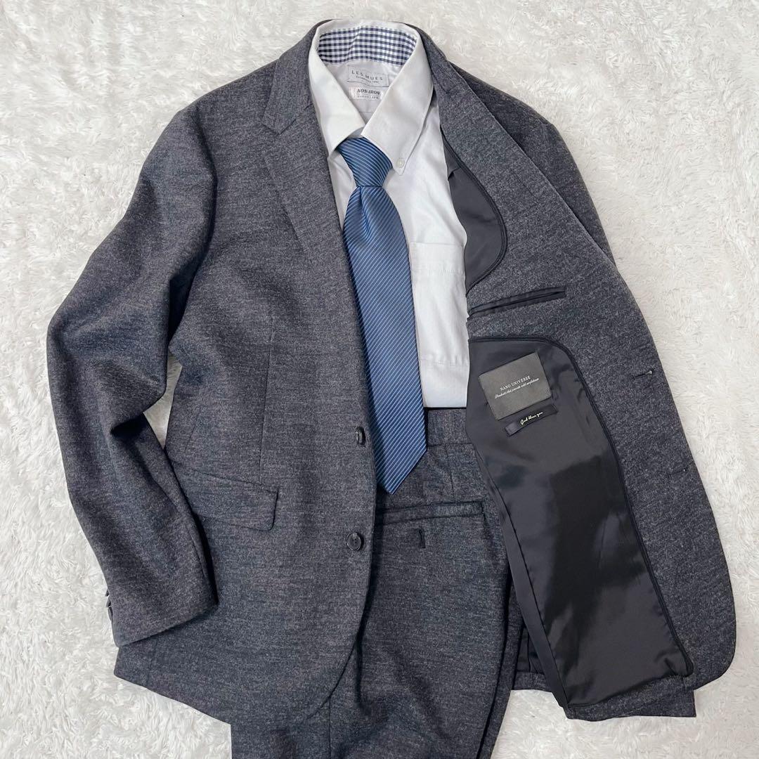 未使用級 ナノユニバース ダメリーノ セットアップ スーツ グレー 近年モデル