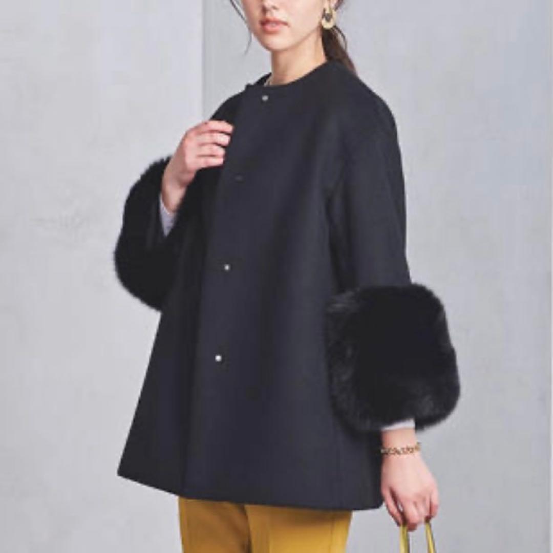 UNITED ARROWS UBCS ファースリーブノーカラーコート　36