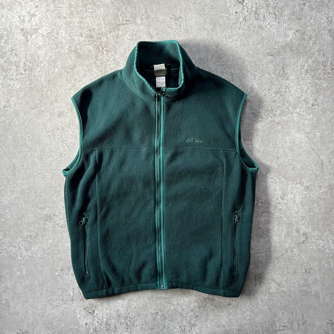 80s90s エルエルビーン フリースベスト USA製 L グリーン フルジップ