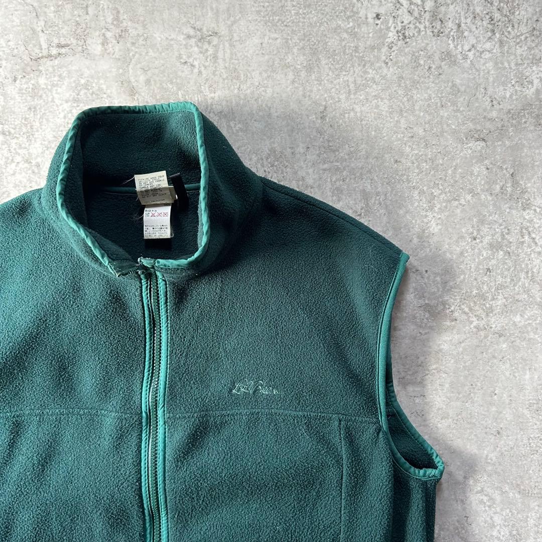 80s90s エルエルビーン フリースベスト USA製 L グリーン フルジップ