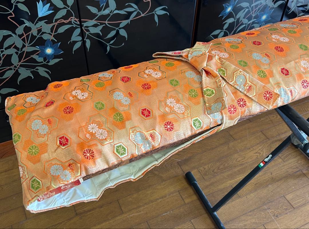 送料無料　木製筝 13本弦 和柄カバー付き