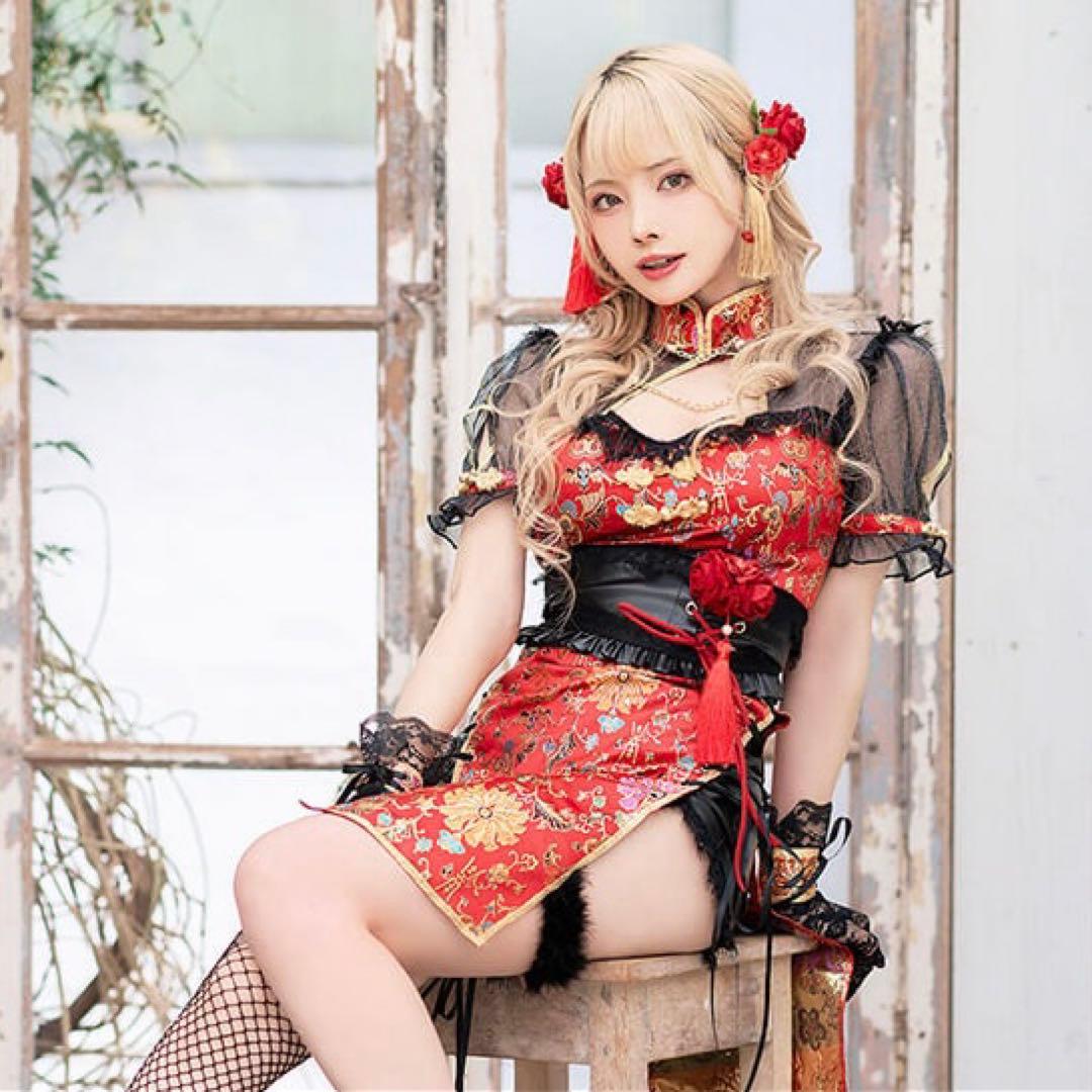 牡*丹様 レディローズディープスリットチャイナ　シスルコラボ マリームーン 10