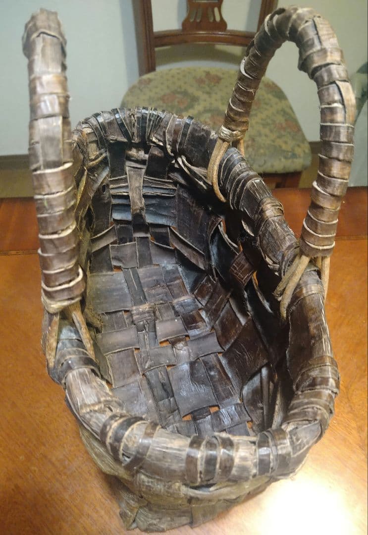 ☆天然素材☆国産（山形県飯豊町）手作り＊かごバッグ＊ヴィンテージ