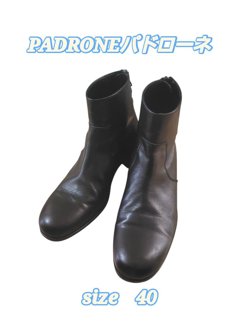 PADRONE パドローネ バックジップレザーヒールブーツ 40