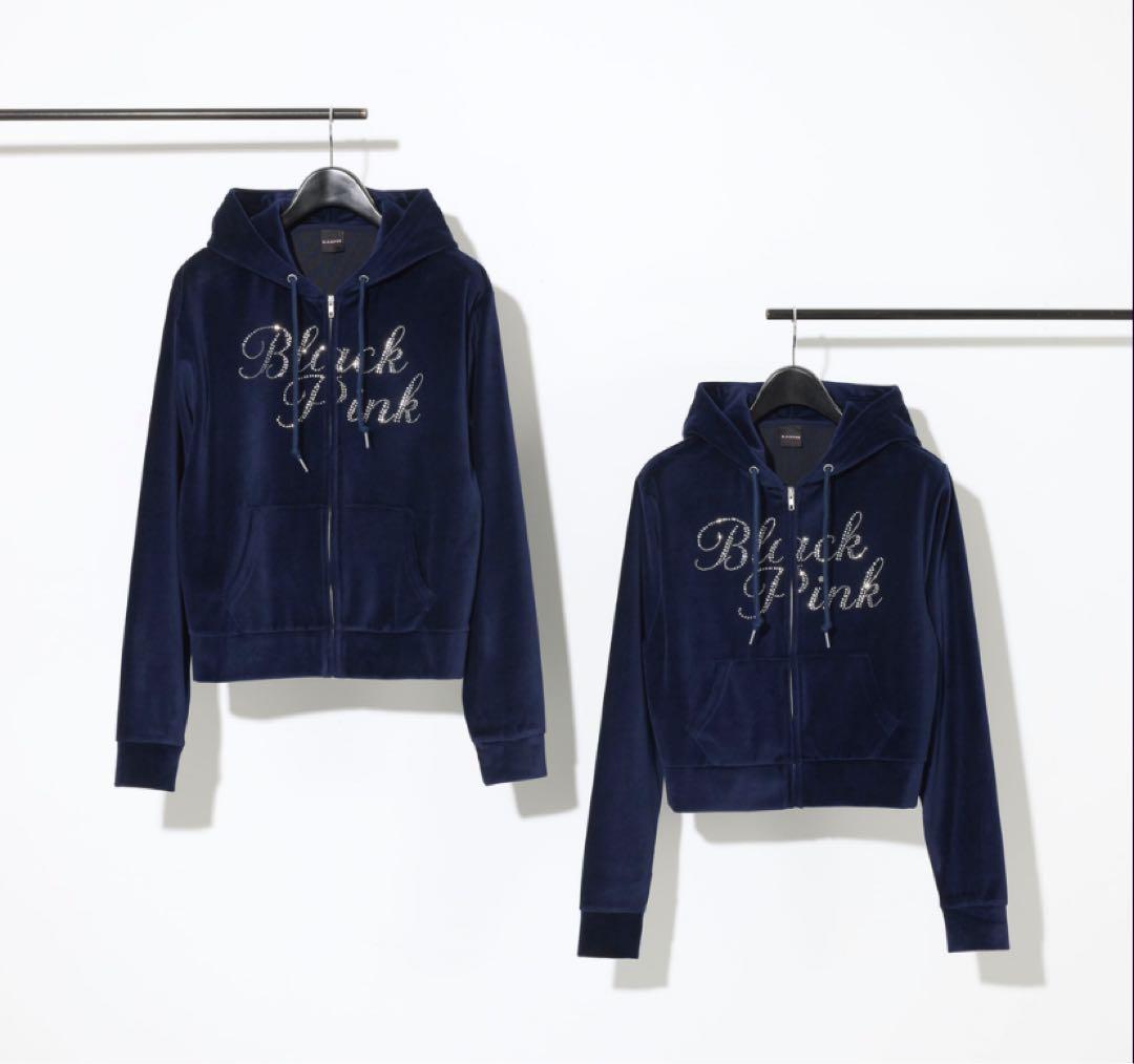 BLACKPINK 【POP-UP限定】ベロアジップアップフーディー（NAVY）