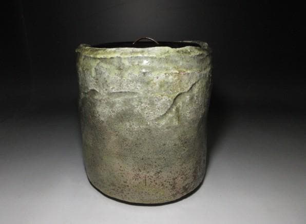 楽吉左衛門七代 長入 緑釉水指／楽吉左衛門九代 了入 極め在り／時代桐箱