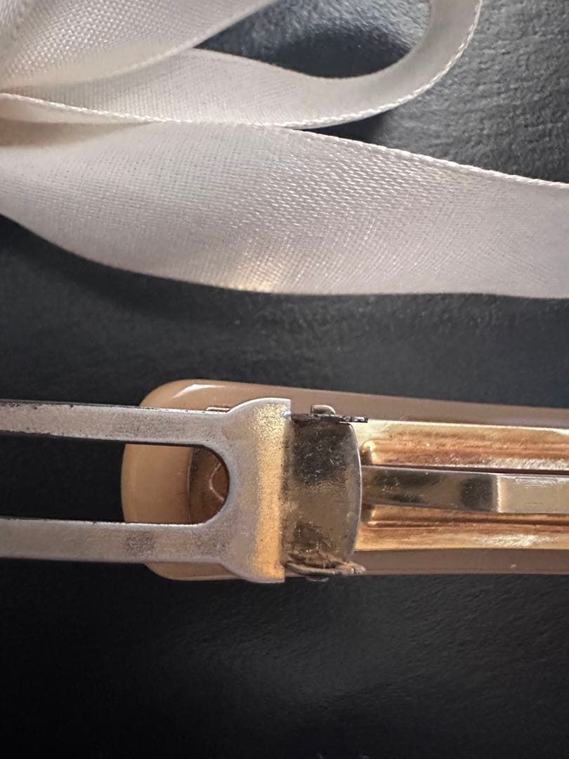 CHANEL《ヴィンテージ ロゴヘアバレッタ》ベージュ 箱有 くすみカラー