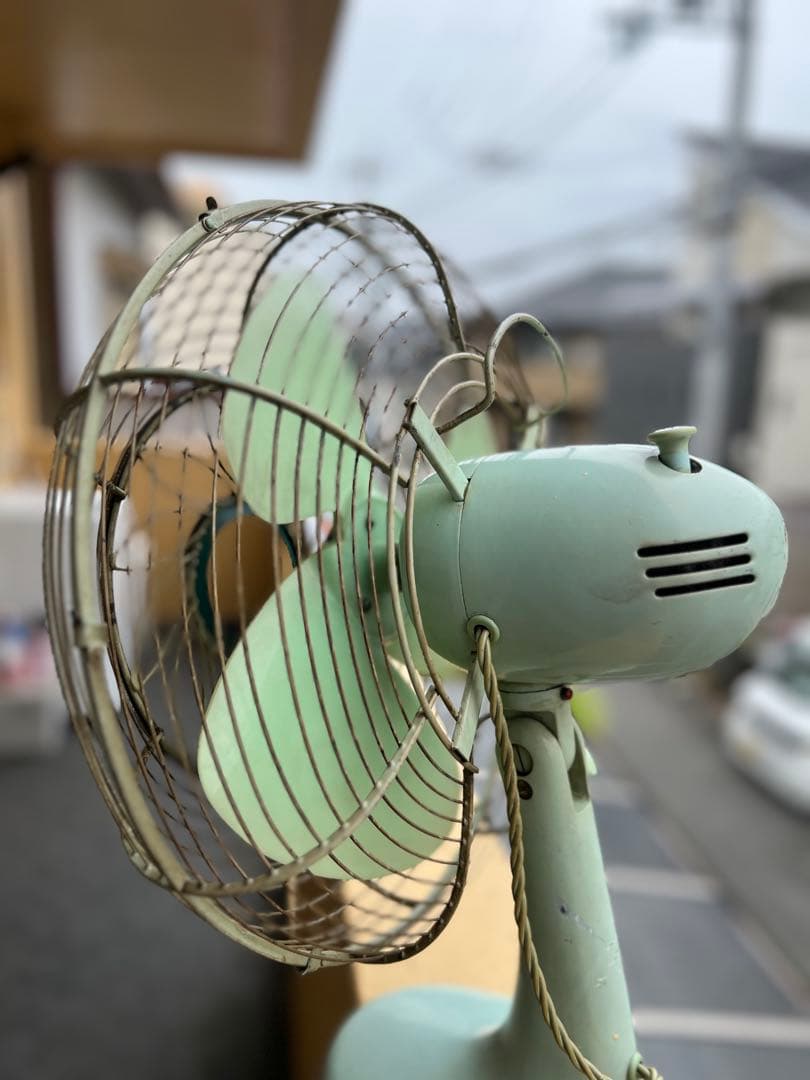 レトロ ミントグリーン 扇風機 3枚羽根