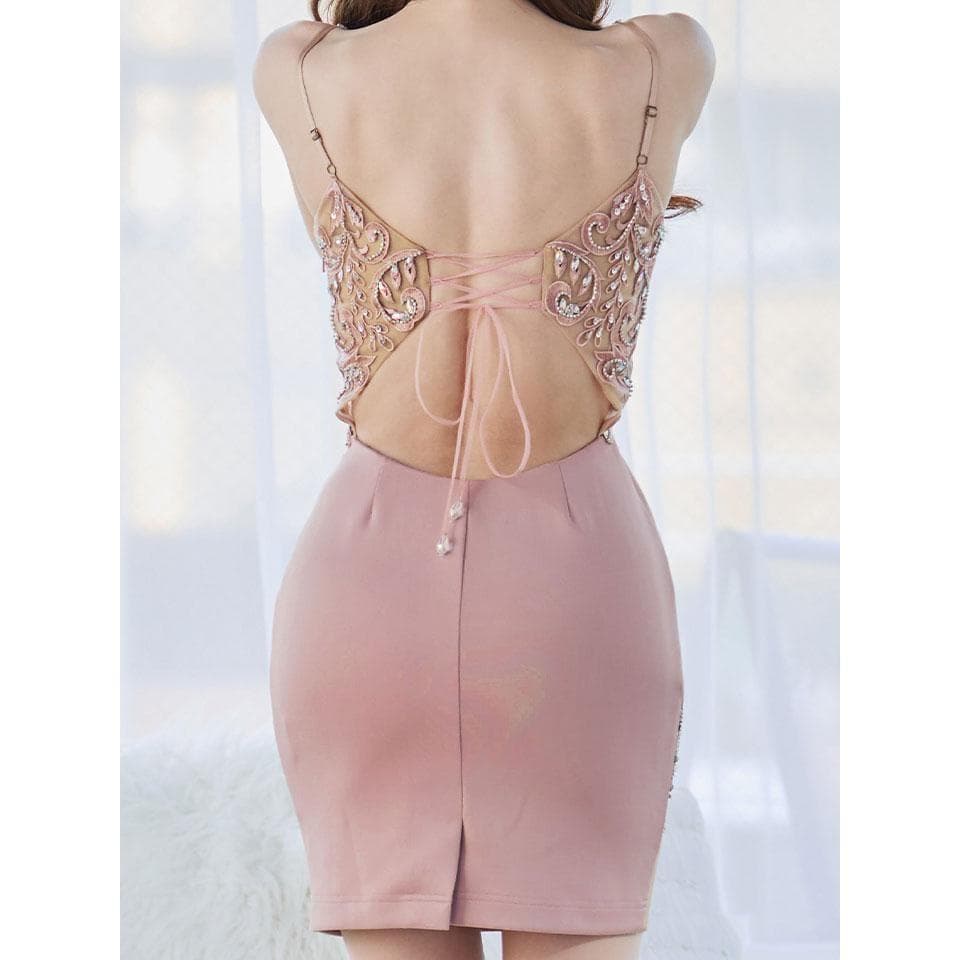 AngelR エンジェルアール アッパーレースバストシースルービジューミニドレス