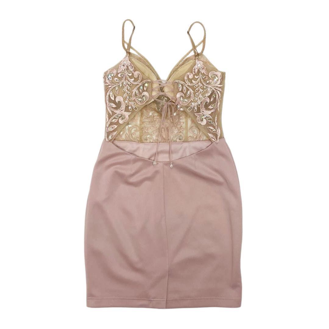 AngelR エンジェルアール アッパーレースバストシースルービジューミニドレス